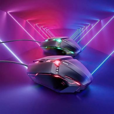 Комплект ігровий провідний з RGB підсвіткою (клавіатура + мишка) Hoco GM18 Black