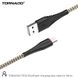 Кабель Tornado TX10 Micro USB Tissue cable 2.4A 1M Black, Чорний