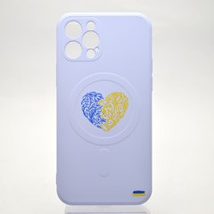 Чохол з патріотичним малюнком Silicone Case Wave Print з MagSafe для iPhone 12 Pro Ukrainian Heart Фіолетовий