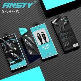 Кабель ANSTY S-047-PI Type-C to Lightning LED Snake Nylon 27W 1M Чорний