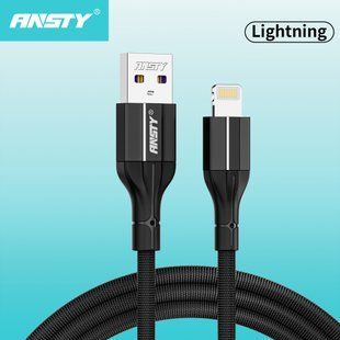 Кабель ANSTY S-018-I Lightning Nylon 3A 1M Чорний