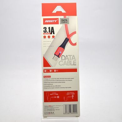 Кабель ANSTY Z-027-T LED Type-C 3A 1M Green