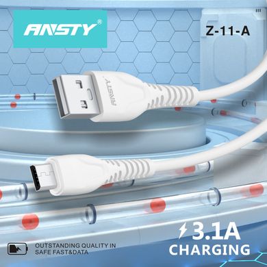 Кабель ANSTY Z-11-A Micro USB 3A 1M Белый