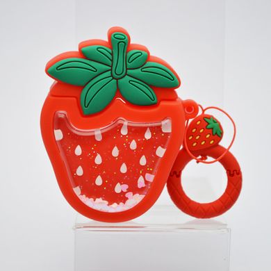 Чехол объемный 3d Cute Case для AirPods Strawberry Glitter (клубника)