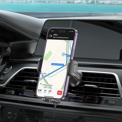 Автотримач в решітку з безпровідною зарядкою Borofone BH204