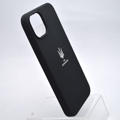 Чохол з патріотичним принтом Silicone Case Print Тризуб для iPhone 14 Plus (Max) Black/Чорний
