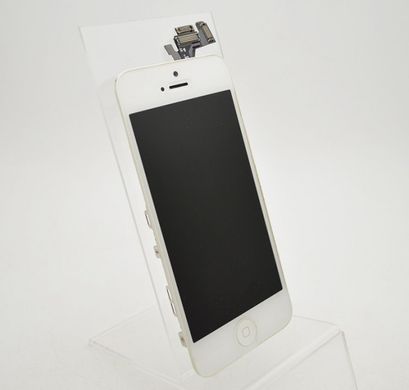Дисплей (экран) LCD для iPhone 5 с кнопкой Home, фронтальной камерой, спикером и тачскрином White Оригинал Б/У