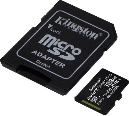 Карта памяти KINGSTON microSDHC (UHS-1) Canvas Select 128GB Class 10 + adapter (R80MB/s)