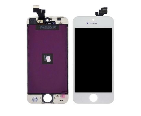 Дисплей (экран) LCD для iPhone 5 с кнопкой Home, фронтальной камерой, спикером и тачскрином White Оригинал Б/У