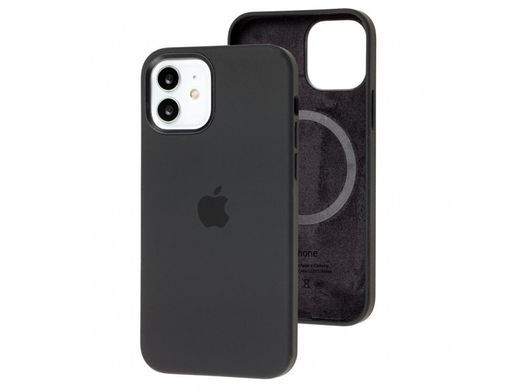 Чехол накладка Silicone Case Full Cover с MagSafe Splash Screen для iPhone 12/12 Pro Black(черный)