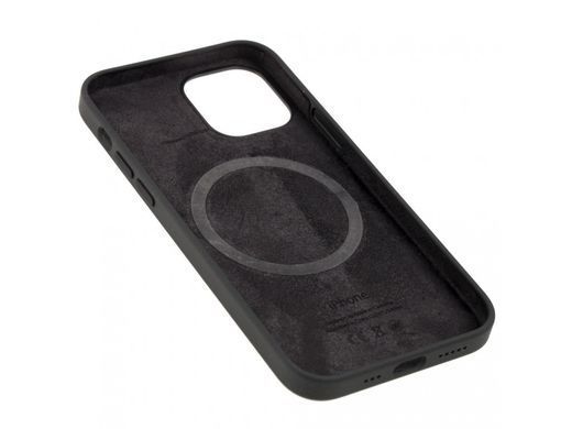 Чехол накладка Silicone Case Full Cover с MagSafe Splash Screen для iPhone 12/12 Pro Black(черный)