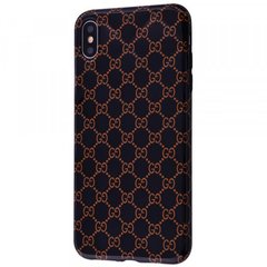 Чехол накладка Fashion Brand Case для iPhone X/iPhone Xs (gucci black pattern)