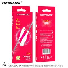 Кабель Tornado TX10 Micro USB Tissue cable 2.4A 1M White, Білий