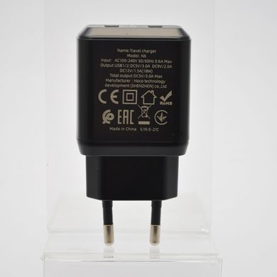 Зарядное устройство для телефона сетевое (адаптер) Hoco N6 Charmer 2 USB QC3.0 Black