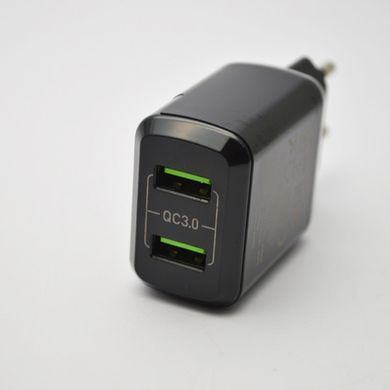 Зарядное устройство для телефона сетевое (адаптер) Hoco N6 Charmer 2 USB QC3.0 Black