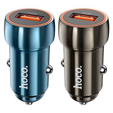 Автомобільний зарядний пристрій Hoco Z46 Blue Whale USB-A 18W QC3 з кабелем USB to Type-C Metal Grey