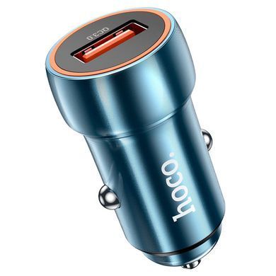 Автомобільний зарядний пристрій Hoco Z46 Blue Whale USB-A 18W QC3 з кабелем USB to Type-C Metal Grey