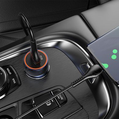 Автомобільний зарядний пристрій Hoco Z46 Blue Whale USB-A 18W QC3 з кабелем USB to Type-C Metal Grey