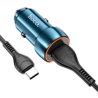 Автомобільний зарядний пристрій Hoco Z46 Blue Whale USB-A 18W QC3 з кабелем USB to Type-C Metal Grey