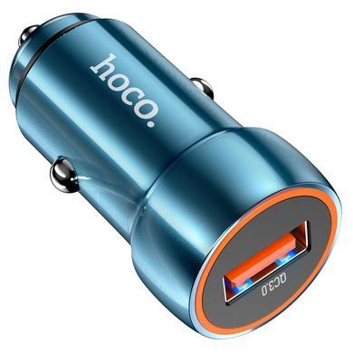 Автомобільний зарядний пристрій Hoco Z46 Blue Whale USB-A 18W QC3 з кабелем USB to Type-C Metal Grey