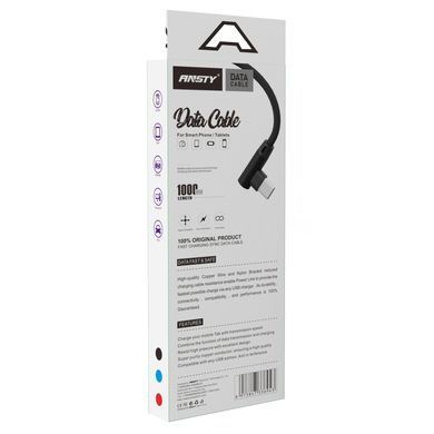 Кабель ANSTY S-045-I Type-C кутовий Nylon 2.4A 1M Чорний