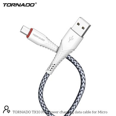 Кабель Tornado TX10 Micro USB Tissue cable 2.4A 1M White, Белый