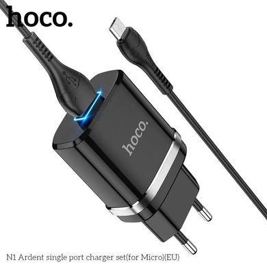 МЗП Hoco N1 Ardent 1xUSB 2.4A 12W +кабель micro USB Black