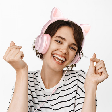 Наушники с кошачьими ушками Hoco W36 Cat ear Pink/Розовые