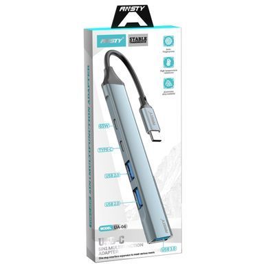 USB HUB ANSTY UA-04 (3 USB/2 Type-C) to Type-C Grey