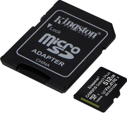 Карта пам'яті KINGSTON microSDHC (UHS-1 U3) Canvas Select 512GB Class 10 + adapter