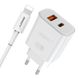 Мережевий зарядний пристрій ANSTY Q-040-I with Lightning cable 45W (1USB 20W + Type-C 25W) Білий