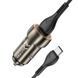 Автомобільний зарядний пристрій Hoco Z46 Blue Whale USB-A 18W QC3 з кабелем USB to Type-C Metal Grey