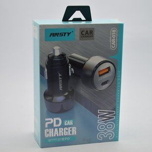 Автомобильная зарядка ANSTY CAR-018 (1 USB 18W / 1 Type-C 20W PD) Black