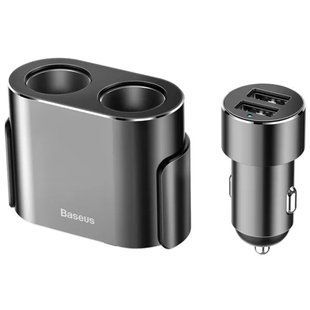 Автомобильное зарядное устройство для Baseus High Efficiency 2 USB 3.1A + 2 прикуривателя 80W Черный (CRDYQ-01)