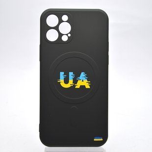Чохол з патріотичним малюнком Silicone Case Wave Print з MagSafe для iPhone 12 Pro Max UA Чорний