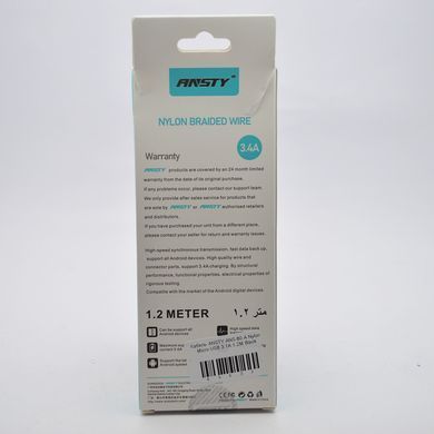 Кабель ANSTY ANS-80-A Nylon Micro USB 3.4A 1.2M Black