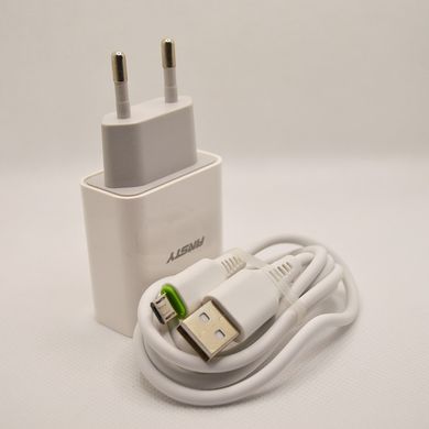Мережевий зарядний пристрій ANSTY C-005-A з Micro USB кабелем 1USB 2.4A White