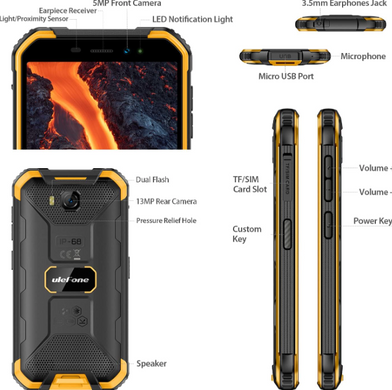 Смартфон Ulefone Armor X6 Pro (4/32 GB)(Black-Orange)