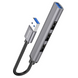 HUB USB Hoco HB26 4in1 adapter (USB-A to 1USB3.0+3USB2.0) Metal Grey