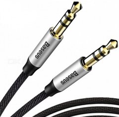 AUX Baseus M30 Yiven стерео cable (3.5mm-3.5mm) Black-Silver (cam30-bs1)