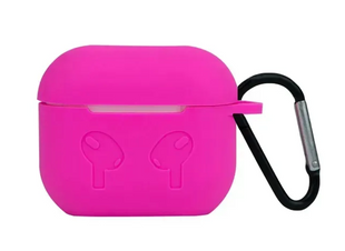 Чехол накладка с карабином Silicon Case для AirPods 3 Neon Pink