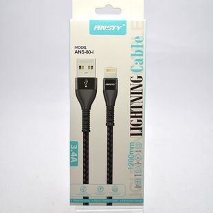 Кабель ANSTY ANS-80-I Nylon Lightning 3.1A 1.2M Black