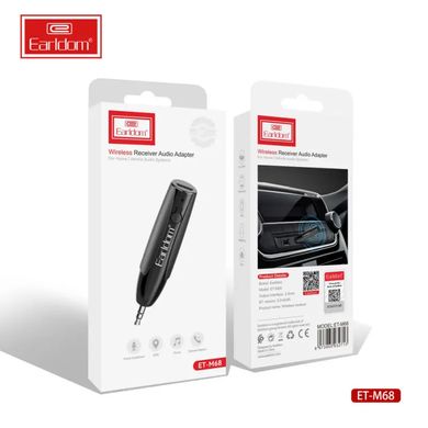 Автомобільний AUX адаптер Earldom ET-M68 Wireless Receiver Bluetooth Black (Чорний)