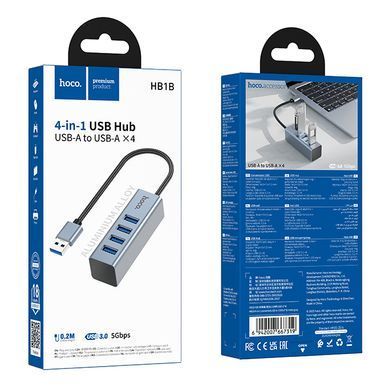 HUB USB Hoco HB1B 4 порта USB3.0 Grey