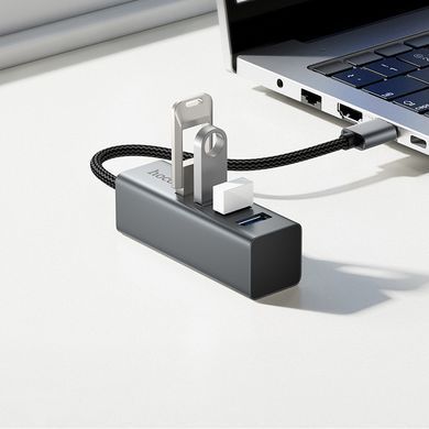 HUB USB Hoco HB1B 4 порта USB3.0 Grey