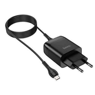 Мережевий зарядний пристрій Hoco C72Q Glorious QC3.0 1USB з кабелем MicroUSB Black