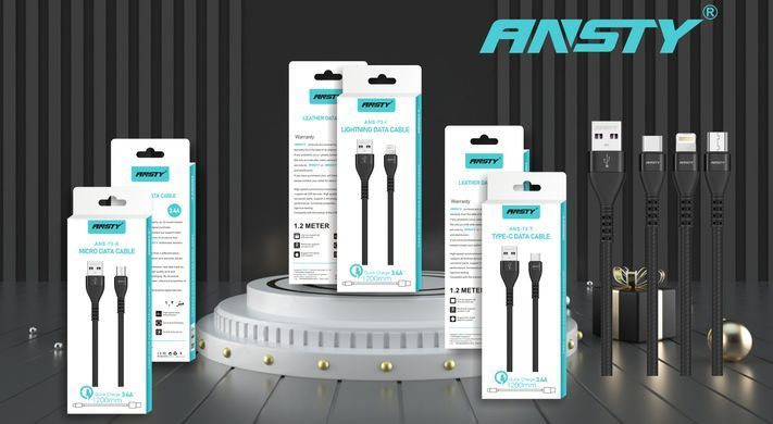 Кабель ANSTY ANS-73-A Micro USB 3.4A 1.2M Чорний