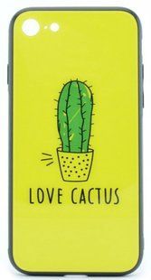 Чохол з малюнком (принтом) Glass with TPU Case для iPhone 7/8/SE 2020 Cactus