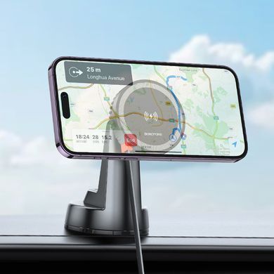 Автотримач на панель з безпровідною зарядкою Magsafe Borofone BH208 Black
