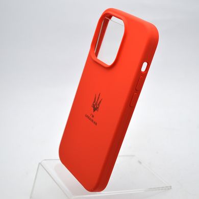 Чехол с патриотическим принтом Silicone Case Print Тризуб для iPhone 14 Pro Red/Красный